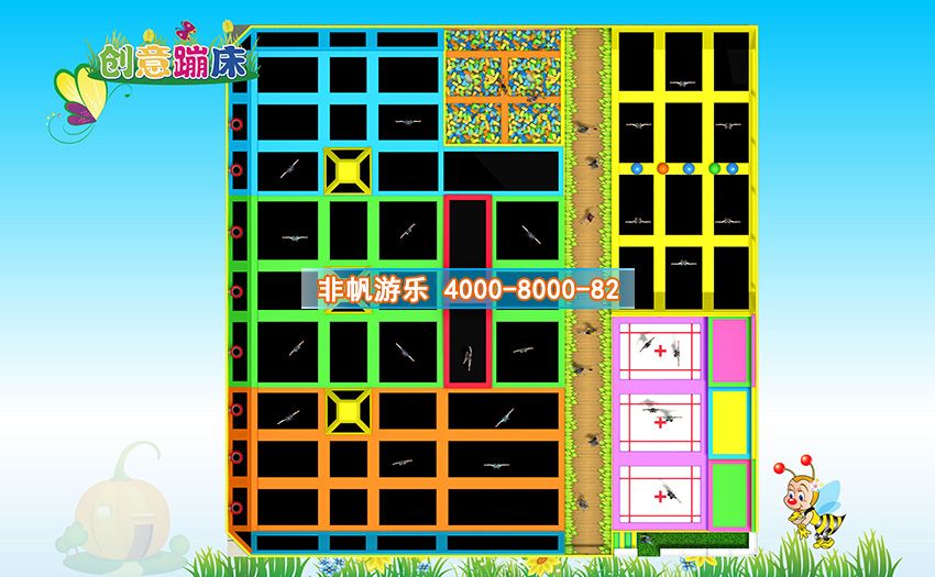 兒童淘氣堡創意蹦床主題運動樂園