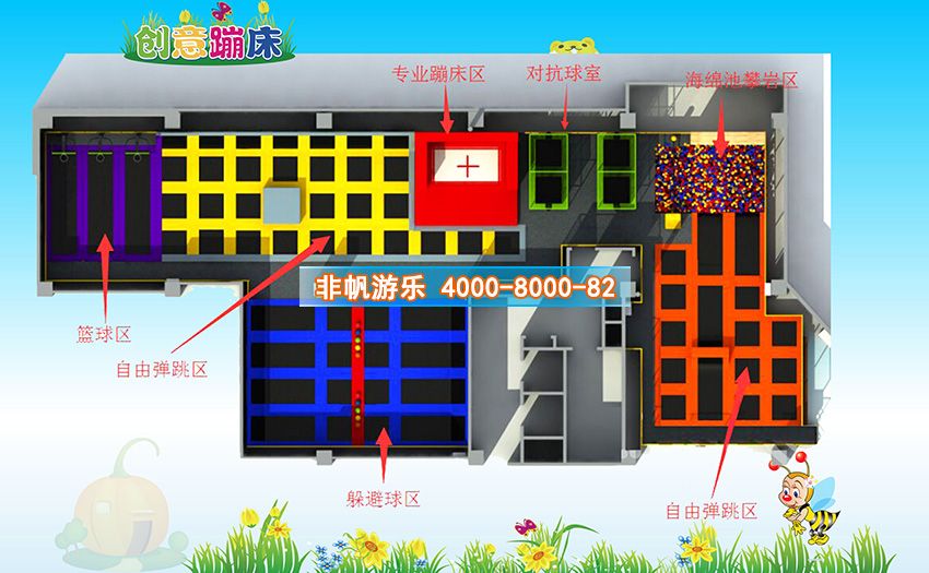 兒童淘氣堡創(chuàng)意蹦床主題運(yùn)動(dòng)樂園