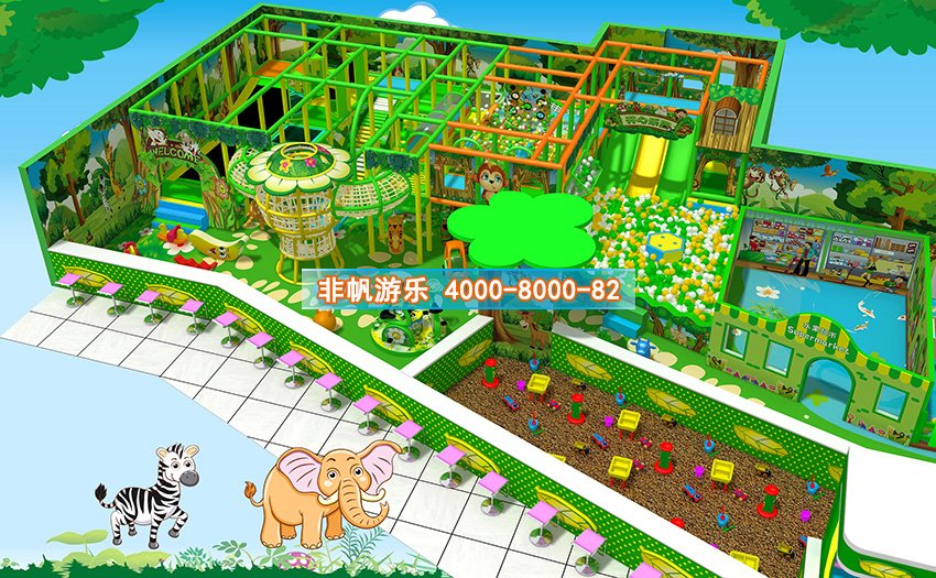兒童淘氣堡森林動物風格