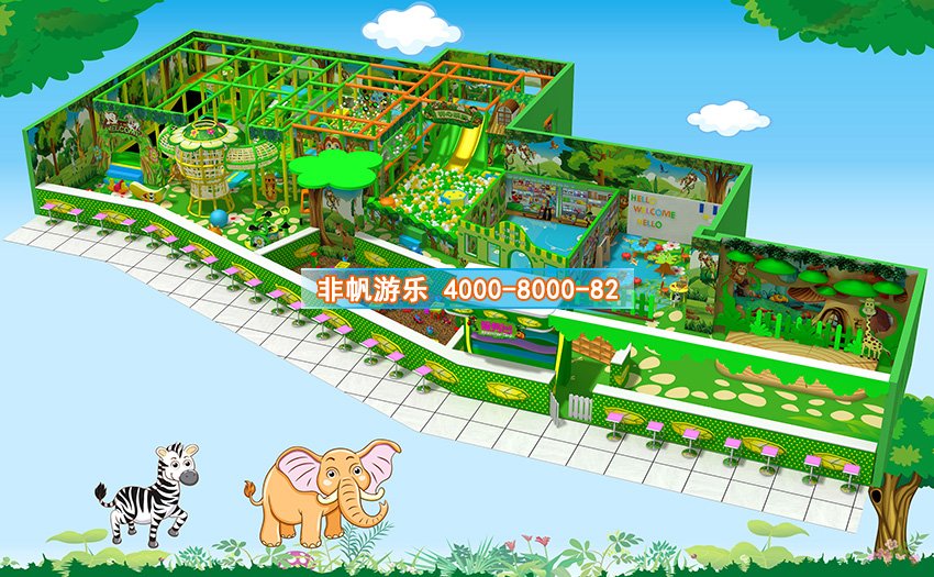 兒童淘氣堡森林動物風格